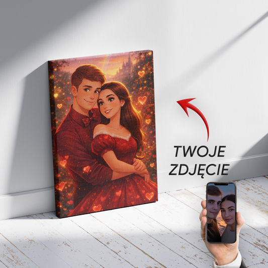 Disneyowska Ilustracja Miłosna – Portret Walentynkowy ze Zdjęcia