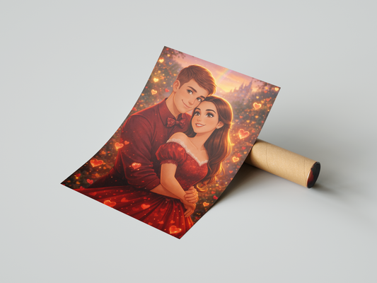 Disneyowska Ilustracja Miłosna – Portret Walentynkowy ze Zdjęcia